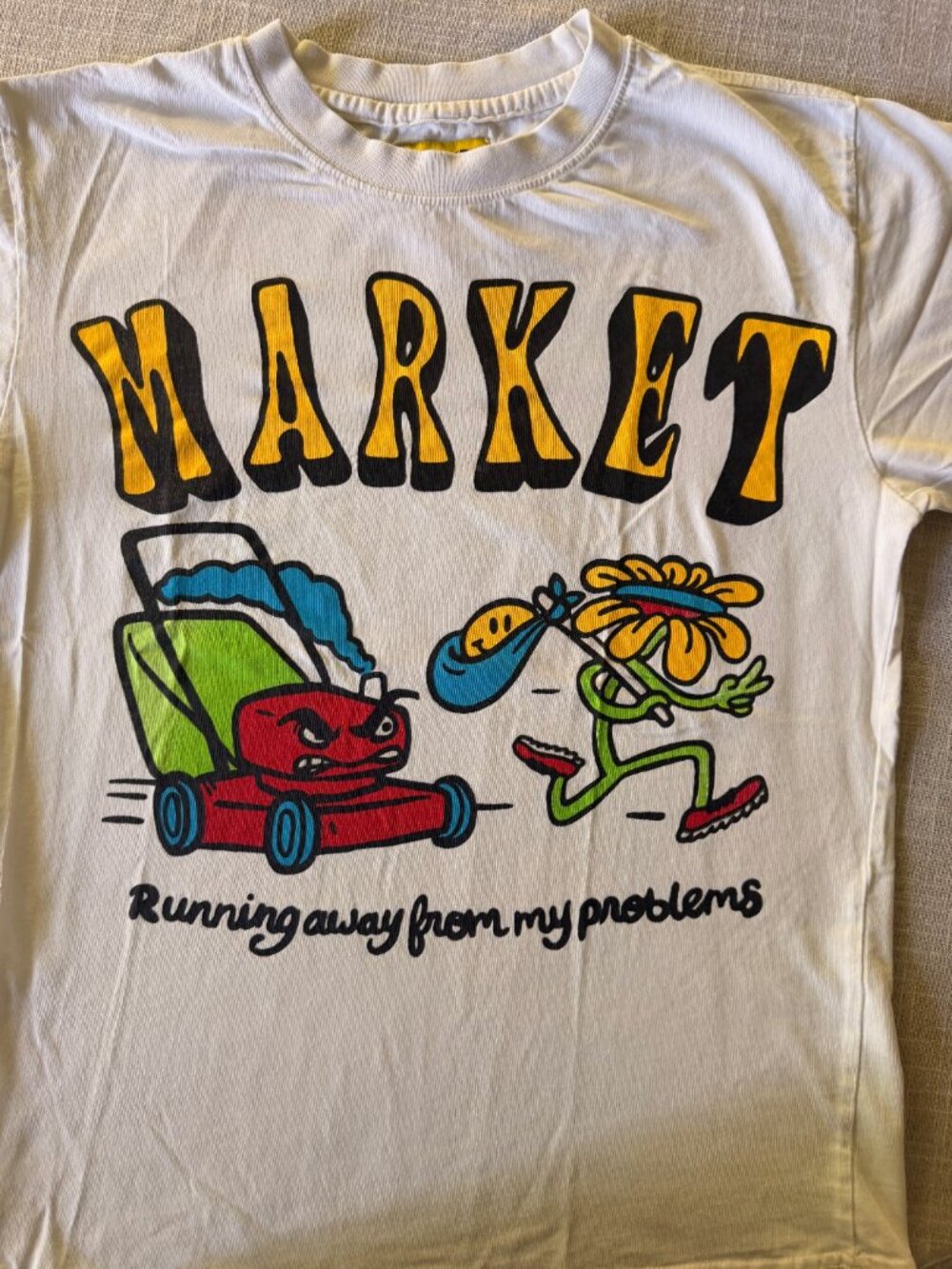 Market x Smiley Running Away From My Problems Tee Size Small White
